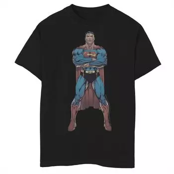 Футболка с графическим рисунком и постером в виде комиксов DC Comics для мальчиков 8–20 лет с Суперменом Power Stance Licensed Character