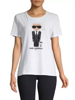 Футболка с графическим рисунком Iconic Doll Karl Lagerfeld Paris, белый