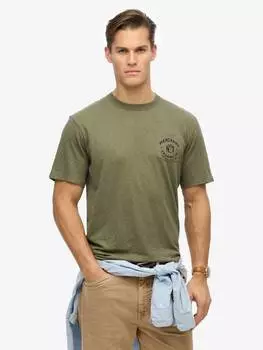 Футболка с графическим рисунком из коллекции магазина cotton merchant store Superdry, цвет Dusty Olive Green