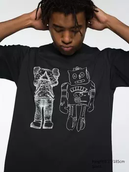 Футболка с графическим рисунком kaws + warhol ut Uniqlo, черный