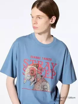 Футболка с графическим рисунком kenshi yonezu ut бродячие овцы Uniqlo, синий