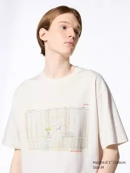 Футболка с графическим рисунком kenshi yonezu ut ghibli Uniqlo, белый
