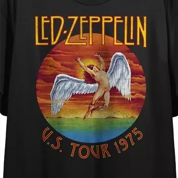 Футболка с графическим рисунком Led Zeppelin для юниоров в рамках турне по США 1975 года Licensed Character, черный