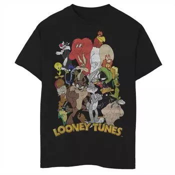 Футболка с графическим рисунком Looney Tunes для мальчиков 8–20 лет, групповая съемка, набор персонажей Licensed Character