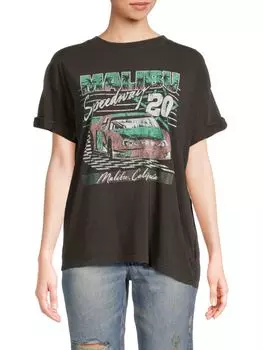 Футболка с графическим рисунком Malibu Speedway Girl Dangerous, черный