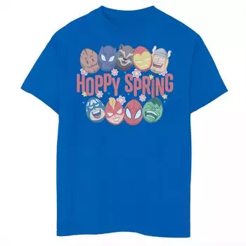 Футболка с графическим рисунком «Marvel Egg Vengers Hoppy Spring Egg Heads» для мальчиков 8–20 лет Marvel