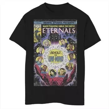Футболка с графическим рисунком «Marvel Eternals Immortals Walk The Earth» для мальчиков 8–20 лет, обложка комиксов в стиле ретро Licensed Character, черный