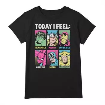 Футболка с графическим рисунком «Marvel Today I Feel Comic Superhero» для девочек 7–16 лет Licensed Character