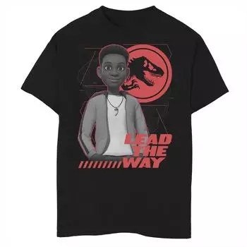 Футболка с графическим рисунком «Мир Юрского периода: лагерь мелового периода Дариус Лидер Путь» для мальчиков 8–20 лет Jurassic World