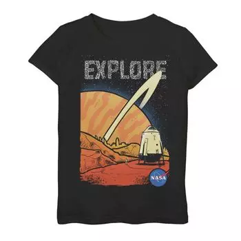 Футболка с графическим рисунком NASA Explore Star Text Saturn View для девочек 7–16 лет Licensed Character