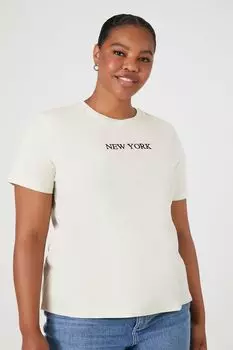 Футболка с графическим рисунком New York больших размеров Forever 21, серо-коричневый