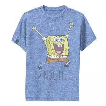 Футболка с графическим рисунком Nickelodeon SpongeBob SquarePants для мальчиков 8–20 лет с хэштегом No Chill Performance Nickelodeon