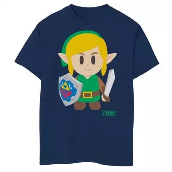 Футболка с графическим рисунком Nintendo Legend Of Zelda Links Awakening Link для мальчиков 8–20 лет с аватаром и портретом из мультфильма Licensed Character, синий