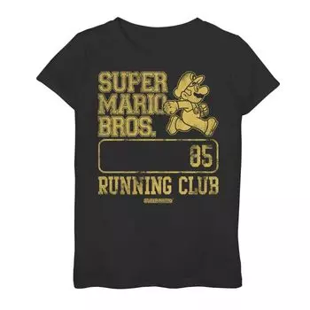 Футболка с графическим рисунком Nintendo Mario Bros Running Club для девочек 7–16 лет Licensed Character