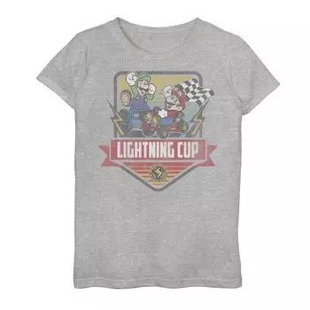 Футболка с графическим рисунком Nintendo Mario Kart Lightning Cup для девочек 7–16 лет Licensed Character