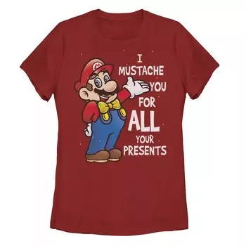 Футболка с графическим рисунком Nintendo Super Mario Bros. I Mustache You For All Your Presents для детей младшего возраста Licensed Character
