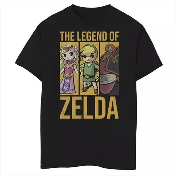Футболка с графическим рисунком Nintendo Zelda Trio для мальчиков 8–20 лет Licensed Character, черный