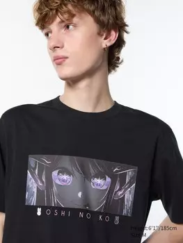 Футболка с графическим рисунком oshi no ko ut Uniqlo, черный