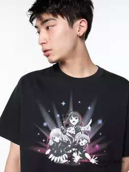 Футболка с графическим рисунком oshi no ko ut Uniqlo, черный