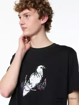 Футболка с графическим рисунком peace for all хан мэйлинь Uniqlo, черный