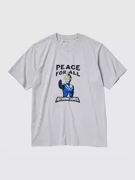 Футболка с графическим рисунком peace for all ultraman Uniqlo, серый
