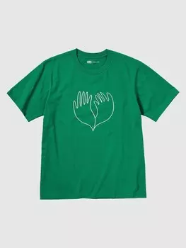 Футболка с графическим рисунком peace for all кристоф лемер Uniqlo, зеленый