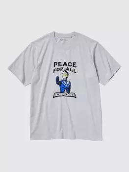 Футболка с графическим рисунком peace for all ultraman Uniqlo, цвет 02 серый
