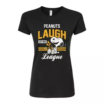 Футболка с графическим рисунком Peanuts Charlie Brown & Snoopy Laugh League для юниоров Licensed Character, черный