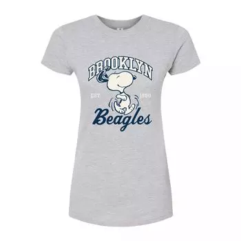 Футболка с графическим рисунком Peanuts Charlie Brown & Snoopy Brooklyn Beagles для юниоров Licensed Character, серый