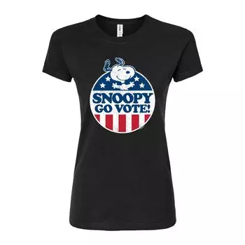 Футболка с графическим рисунком Peanuts Charlie Brown & Snoopy Go Vote для юниоров Licensed Character, черный