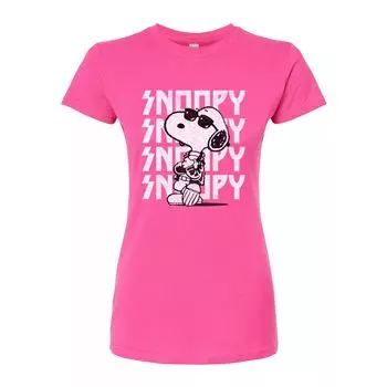 Футболка с графическим рисунком Peanuts Charlie Brown & Snoopy Rock для юниоров Licensed Character, розовый