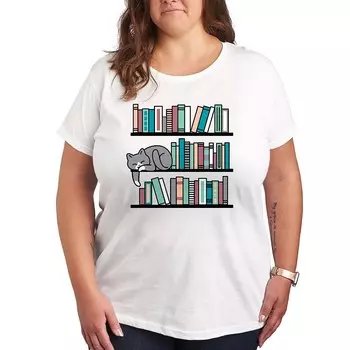 Футболка с графическим рисунком Plus Cat Book Shelf Licensed Character, белый