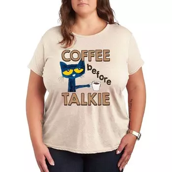 Футболка с графическим рисунком Plus Pete the Cat Coffee Licensed Character, бежевый