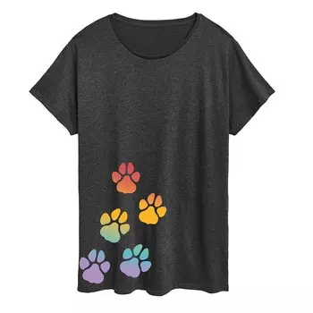 Футболка с графическим рисунком Plus Rainbow Paw Prints Licensed Character, цвет Heather Charcoal