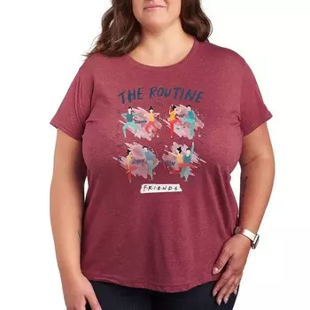 Футболка с графическим рисунком Plus Size Friends The Routine Poses Licensed Character, цвет Heather Dark Red