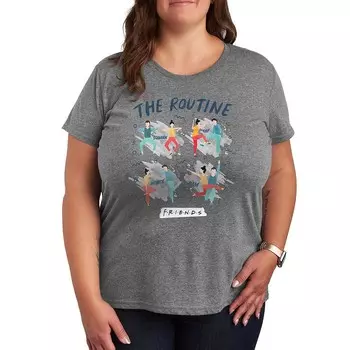 Футболка с графическим рисунком Plus Size Friends The Routine Poses Licensed Character, цвет Heather Gray