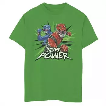 Футболка с графическим рисунком Power Rangers для мальчиков 8–20 лет Beast Power Action Shot Licensed Character