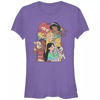 Футболка с графическим рисунком «Принцессы Диснея» Ариэль, Жасмин, Рапунцель, Моана и Мулан для юниоров «Животные-компаньоны» Disney