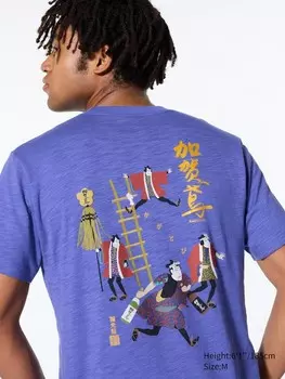 Футболка с графическим рисунком sake collection ut Uniqlo, цвет 64 синий