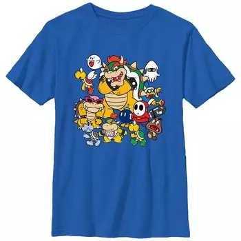 Футболка с графическим рисунком Super Mario Bros Villains Group для мальчиков 8–20 лет Licensed Character, цвет Royal