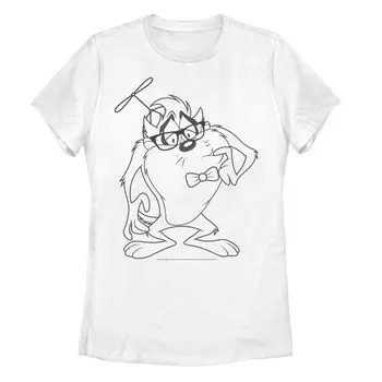Футболка с графическим рисунком Tasmanian Devil для юниоров в ботаническом стиле Line Art Licensed Character
