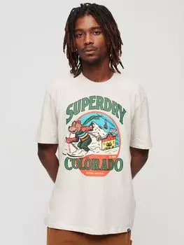Футболка с графическим рисунком Travel Postcard Superdry, овсяный крем-марл