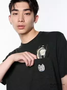 Футболка с графическим рисунком ukiyo-e dark fantasy ut Uniqlo, черный