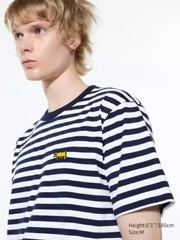 Футболка с графическим рисунком ut archive, нью-йорк, поп-арт кит харинг Uniqlo, синий