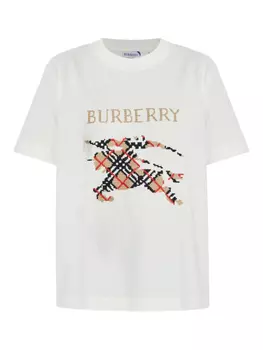 Футболка с графическим рисунком в клетку Burberry, белый