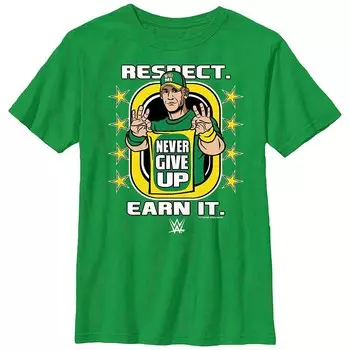 Футболка с графическим рисунком WWE John Cena Respect Earn It для мальчиков Licensed Character, цвет Kelly