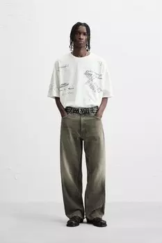 Футболка с графическим рисунком ZARA, экрю