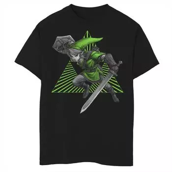 Футболка с графическим рисунком Zelda Link Triforce Action Shot для мальчиков 8–20 лет Licensed Character