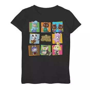Футболка с графическими панелями для девочек 7–16 лет Animal Crossing Group Shot Licensed Character