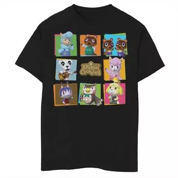 Футболка с графическими панелями для мальчиков 8–20 лет Animal Crossing Group Shot Licensed Character